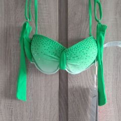 Green push up bikini with rhinestones
