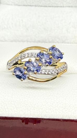 Tanzanite & White Zircon 4-Stone Ring