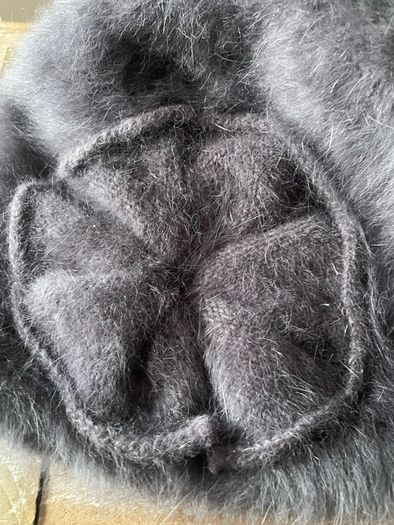 Seeberger womens Gray animal hair blend fuzzy bucket hat with a flower decoration new