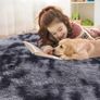 Area Rug 120x160cm, Machine Washable Anti-Slip Fluffy Tie Dye Carpet, Soft Thick Floor Rug for Living Room Bedroom Nursery Kids Room, Light Grey Image 5