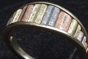 Vintage Italian 14ct Gold Ring 14KT Three Colour Gold Band Size 51.5 / 52