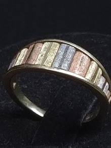 Vintage Italian 14ct Gold Ring 14KT Three Colour Gold Band Size 51.5 / 52