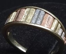 Vintage Italian 14ct Gold Ring 14KT Three Colour Gold Band Size 51.5 / 52