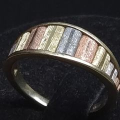 Vintage Italian 14ct Gold Ring 14KT Three Colour Gold Band Size 51.5 / 52