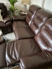 3 seaters recliner leather sofas