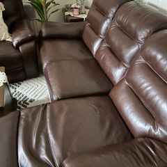 3 seaters recliner leather sofas