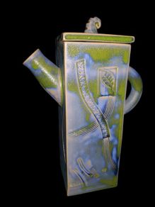 Unique handmade glazed pottery teapot