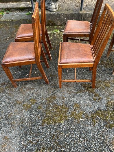 Arts and Crafts Style Solid Wooden Chairs x6
