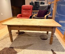 Antique Pine Farmhouse Coffee Table - Solid Rustic Country Style