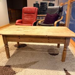 Antique Pine Farmhouse Coffee Table - Solid Rustic Country Style