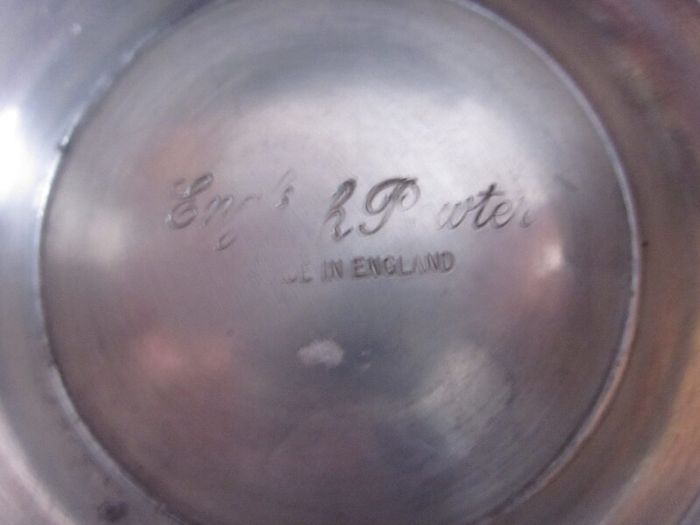 Antique English Pewter Lidded Tankard
