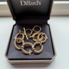 Chunky Gold Statement Bracelet with Toggle Clasp + Gift Box