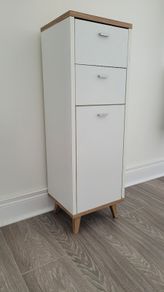 Modern Slim Storage Cabinet - White and Oak Finish