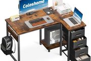 Vintage Corner Desk, 100 x 70 cm, L Shape Desk with 4 Drawers, Reversible Computer Desk