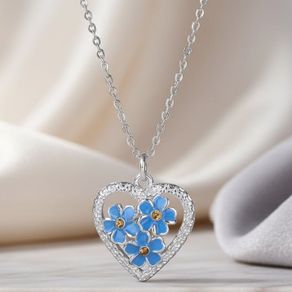 Forget Me Not Sparkle Heart Necklace
