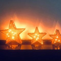 Pre-lit hessian Christmas stars