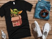 Adopt this baby yoda jedi t-shirt for adults and kids