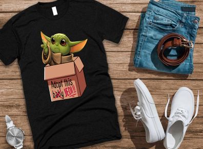 Adopt this baby yoda jedi t-shirt for adults and kids