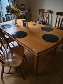 solid wood dining table and chairs