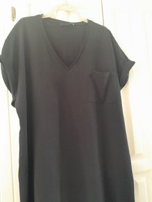 Plus Size Black cotton V Neck Tunic