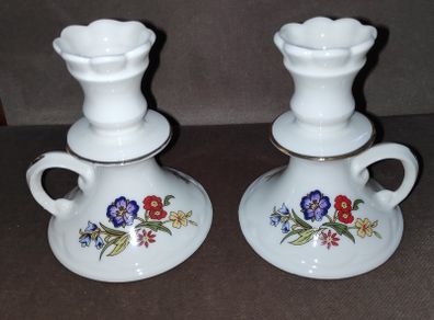 Cre Irish Ivory Porcelain  2 Candle Holders