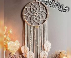 NEW SALE | Macrame Dream Catcher Large Dream Catchers for Bedroom Boho Wall Hanging Decor with 5 Woven Leaves Tassels Home Decoration Ornament