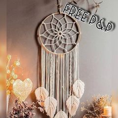 NEW SALE | Macrame Dream Catcher Large Dream Catchers for Bedroom Boho Wall Hanging Decor with 5 Woven Leaves Tassels Home Decoration Ornament