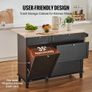 Kitchen Island Cart, 50" Wood Top Breakfast Bar with Trash Cabinet Tilt Out 10 Gallon Storage, Farmhouse Dining Living Room Table with Drop Leaf Image 4