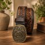Unisex Genuine Leather Belt Vintage Embossed Design with Antique Buckle Casual & Formal Waist Belt Image 7