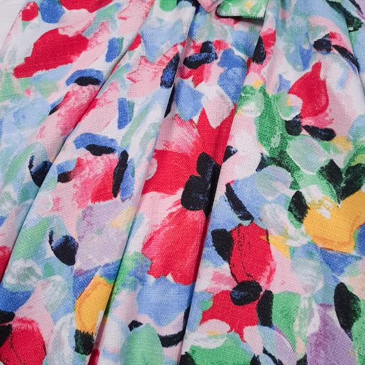 Karl Lagerfeld Multi-Color Red Blue Floral Waist Tie Sleeveless Dress 8UK/36EU/4US