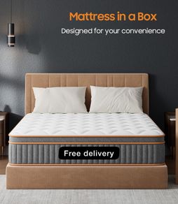 Double Mattresses 10.6Inch Hybrid Mattress Double Bed, Memory Foam Pocket Spring Mattresses Medium Firm