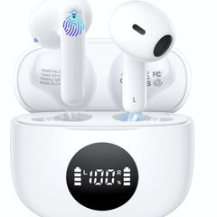 Wireless Earbuds,Bluetooth 5.3 Headphones in Ear with 4 ENC Noise Cancelling Mic-J90White