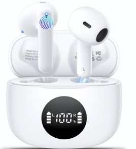 Wireless Earbuds,Bluetooth 5.3 Headphones in Ear with 4 ENC Noise Cancelling Mic-J90White