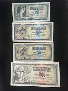 Set of banknotes from Yugoslavia Dinara