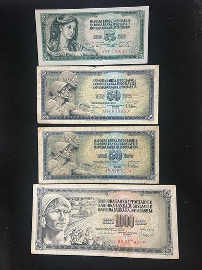 Set of banknotes from Yugoslavia Dinara