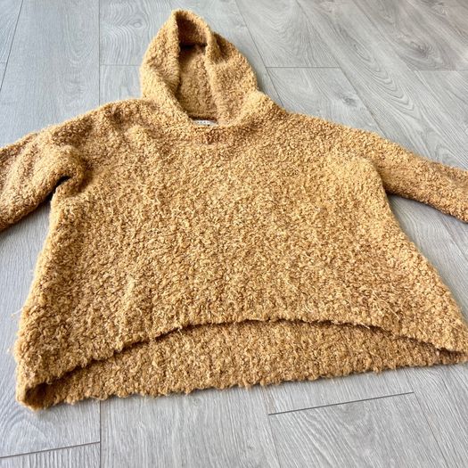 Sandro Paris Mohair Wool Blend Hooded Jumper Camel One Size
