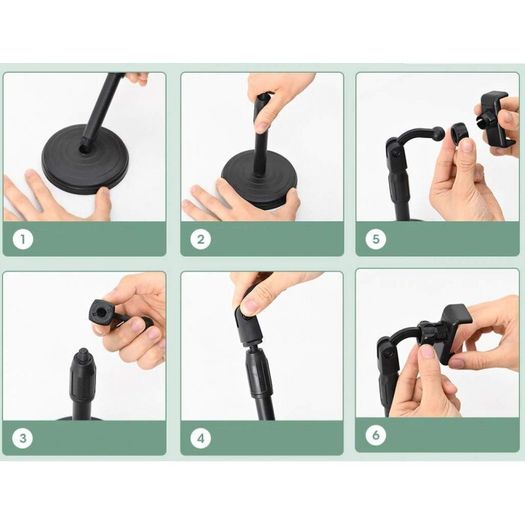Universal Desktop Phone Holder Stand - Adjustable & Rotating Mobile Phone Mount for Video Recording Live Streaming and Conferencing - 08443