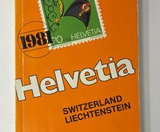 1981 Helvetia (Switzerland and Liechtenstein) stamp catalogue by Auf Der Maur Stamps Ltd. 328 page with colour photos of stamps.