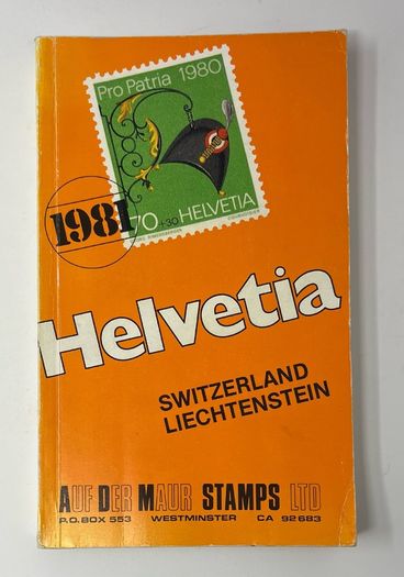 1981 Helvetia (Switzerland and Liechtenstein) stamp catalogue by Auf Der Maur Stamps Ltd. 328 page with colour photos of stamps.