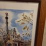 Barcelona Parque Guell Lithograph framed Image 6