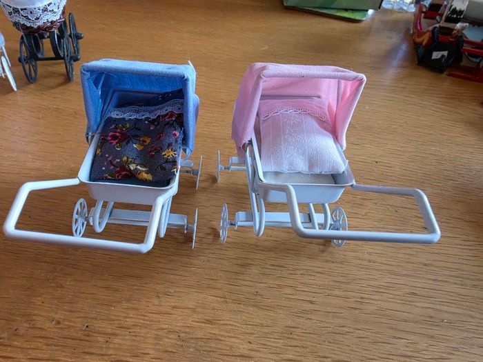 Prams for dolls house nursery