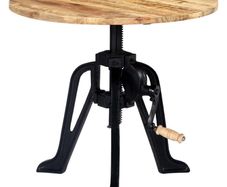 Side Table 60x(46-63) cm Solid Mango Wood and Cast Iron