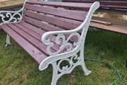 Garden Bench Cast iron fully restored seat outside outdoor garden sitting treated timber decorations, furniture patio  decking, home house cottage ignore flowers pots plants, garden statue chair  swing patio heater bbq hammock sun  farm shop gift
