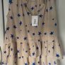 top bnwt 100% silk peplum top Pyrus brand cream with blue star pattern small Image 2