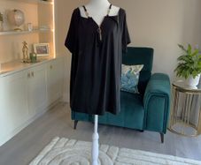 Ladies Black & Gold Cold Shoulder Top  Size 5XL UK 28 / EU 56