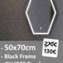 LED Bathroom Mirror Black Frame Demister Bright Light Image 2