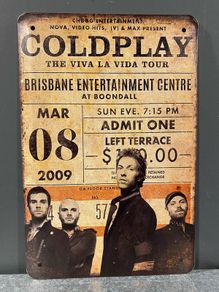 Coldplay Tin Metal Sign