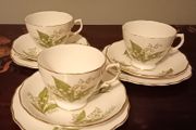 Vintage Royal Vale " Lily of the Valley", Bone China. 3 x Cup, Saucer,Side Plate