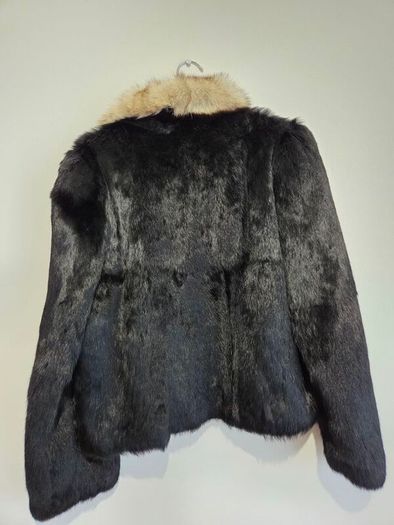 Vintage Real Fur Jacket Size M Elegant Black Glossy Finish, Luxury Evening Wear