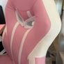 L Shaped Desk with Power Outlets & LED Lights & Pink Gaming Chair for Girls Image 3